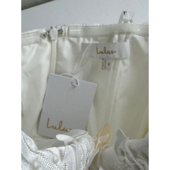 Lulus New! White Beaded Embroidered Strapless Gown Long Slit Bridal Wedding 4 - Picture 5 of 8